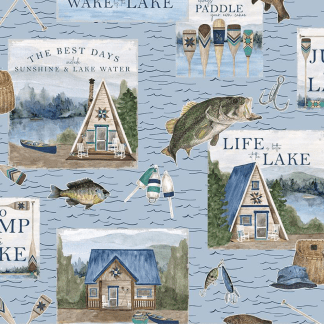 Wake at the Lake Main Sky Cotton Fabric
