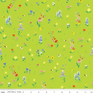 100 Aker Woods Picnic Meadow Lime Cotton Fabric