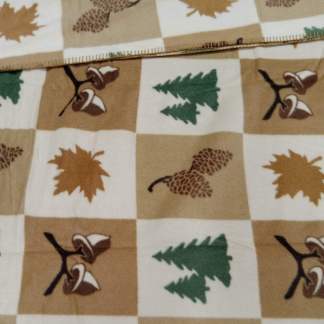 Springs Global US- 43" x 65" Forest Check Single Layer Finished Anti-Pill Fleece