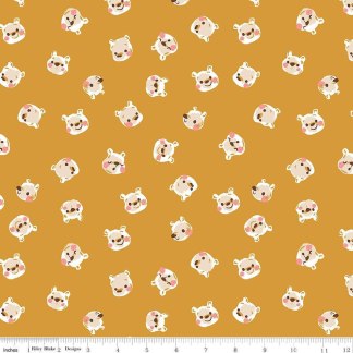 100 Aker Woods Pooh Brain Gold Cotton Fabric