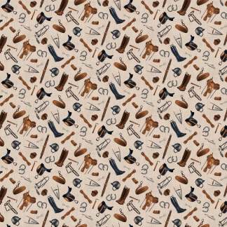 Cottonwood Stables Tan Cotton Fabric