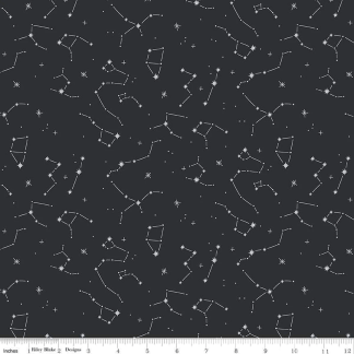 Hoist the Sails Constellations Black Cotton Fabric