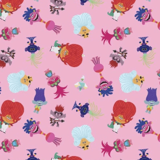 Trolls Pink Cotton Fabric