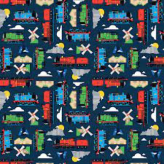 All Aboard with Thomas Friends Sodor Navy Cotton Fabric