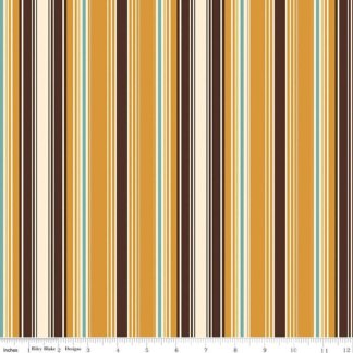 Cowboys Stripes Ochre Cotton Fabric