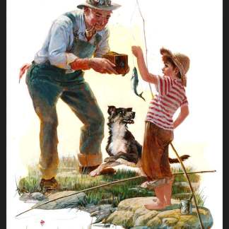 Handmade Tapestry "Fishing Taking Picture of First Fish”