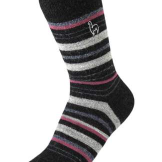Alpaca Socks - Stripe - Mauve Size Medium