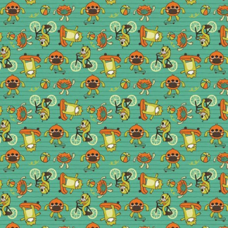 Have Fun Stay Safe " Green" Cotton Fabric