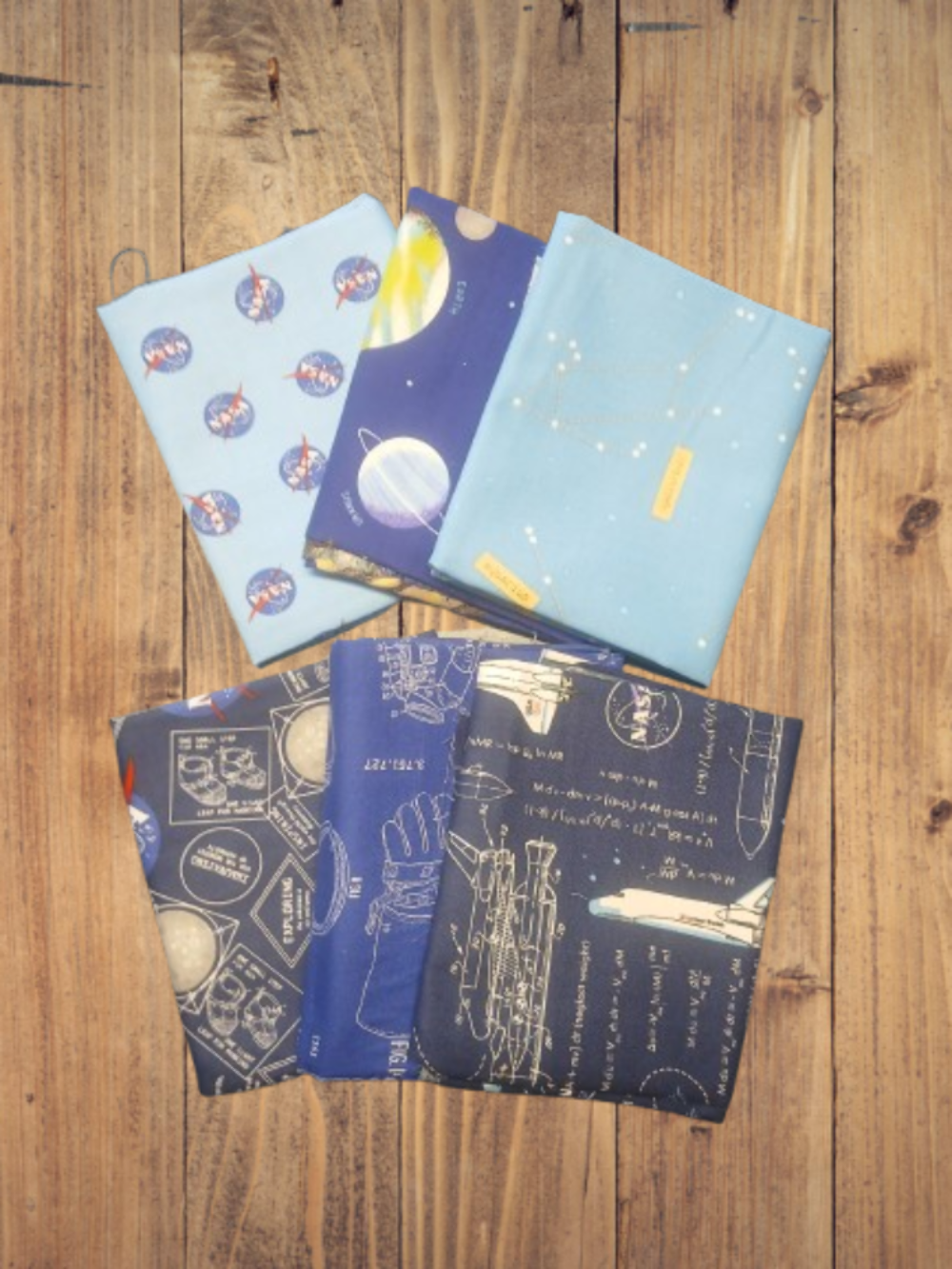 Assorted Outer Space by NASA Blue Flat Fold Assortment 6, 12, 18, or 24 Yards Bu