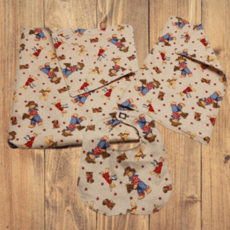 Handmade Blanket, Burp Rag/ Security Blanket, and Bib Western Teddy Bear Set