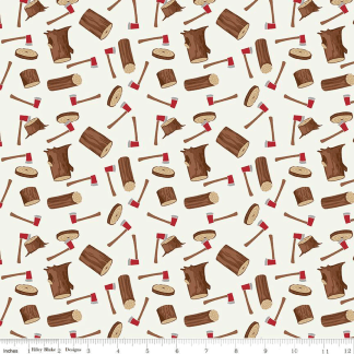 Woodsman Wood Axe Cream Cotton Fabric