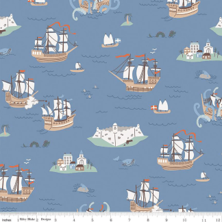 Hoist the Sails Main Stone Cotton Fabric
