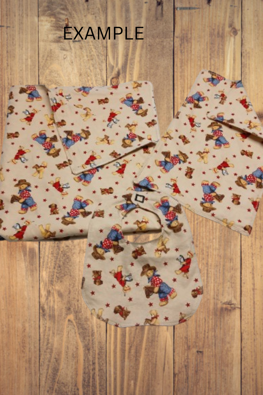 Handmade Blanket, Burp Rag/ Security Blanket, and Bib Alphabet Zoo White - Image 2