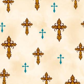 Amazing Grace Crosses Cream Cotton Fabric