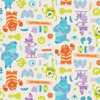 Monsters Inc at Play Cream Cotton Fabric- Precut 2 Yards