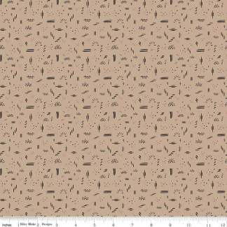 'Round the Mountain Dashed Tan Cotton Fabric