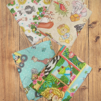 4 Fat Quarters - Assorted Bazooples Jungle Animals Fat Quarter Bundle
