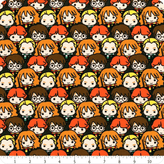 Harry Potter Kawaii Characters Stacked Cotton Fabric