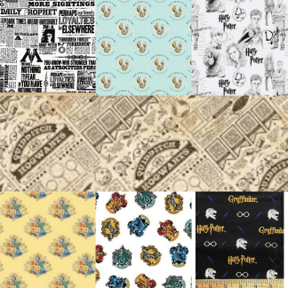 Harry Potter Half Yard Cotton Fabric Bundle (7 Pieces)