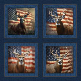 All American Bucks Pillow Panel Cotton Fabric