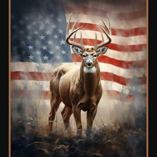 American Trophy Deer Panel Cotton Fabric
