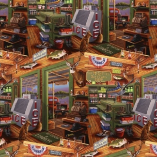 McGill's Bait and Tackle Shop Hunting Fishing Store Cotton Fabric