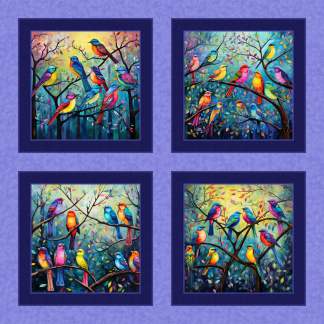 Feathered Friends Pillow Panel Cotton Fabric