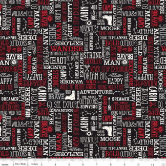 Wild at Heart Black Words Cotton Fabric