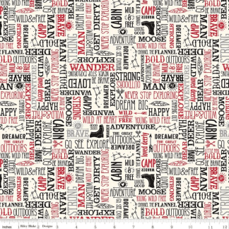 Wild at Heart Cream Words Cotton Fabric