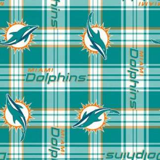 Miami Dolphins Plaid Fleece Fabric