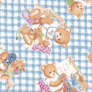 Handmade Blanket, Burp Rag/ Security Blanket, and Bib Gingham Baby Bear Playing