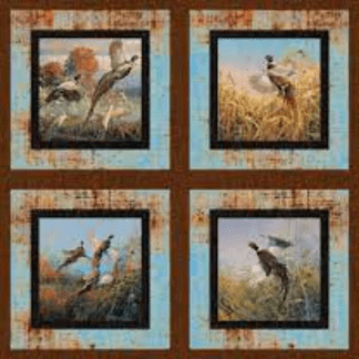 Pheasants Pillow Panel Cotton Fabric