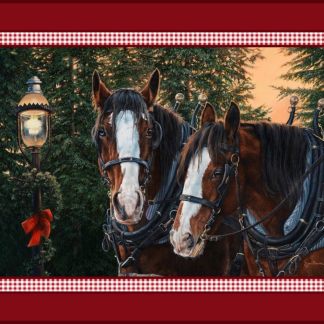 Merry & Bright Horse Panel Cotton Fabric