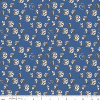 Hot Wheels Classic Tires Blue Cotton Fabric
