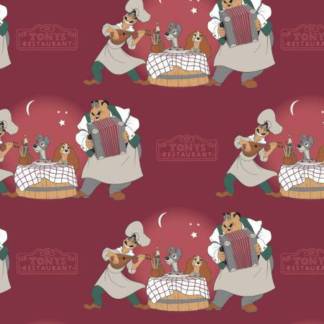 Disney Lady and the Tramp Bella Notie Burgundy Cotton Fabric