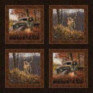 A Buck and a Truck Pillow Panel Cotton Fabric