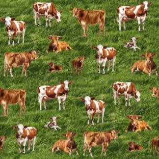 Handmade Valance or Curtain Panel Cow Friends