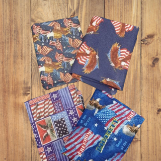 4 Fat Quarters - Assorted Patriotic Bald Eagles Fat Quarter Bundle