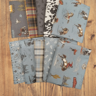 10 Fat Quarters - Assorted John Wayne Courage Storm & Charcoal Fat Quarter Bundl