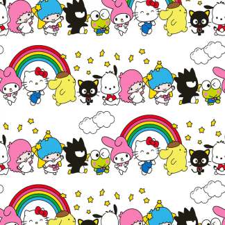 Hello Kitty Friends Rainbow Cotton Fabric