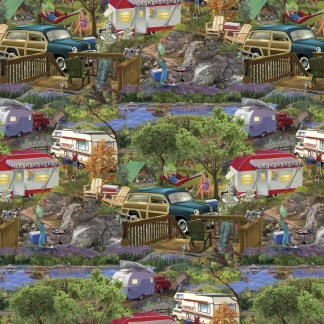 Handmade Placemat Or Table Runner Mountain Camper Allover