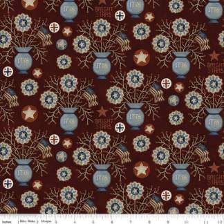 Handmade Placemat Or Table Runner Bright Stars Vases Burgundy Patriotic