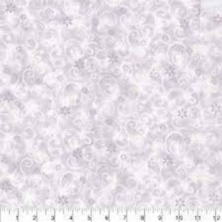 Glitter Swirls on Gray Cotton Fabric