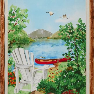 Dockside Lake Scenic 30'' Cotton Panel Fabric