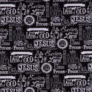 Black King Of Kings Chalk Cotton Calico Fabric