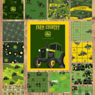 John Deere Panel Fabric and 18 print Bundle Fat Quarter, 1/2 Yard or 1 Yard Cuts