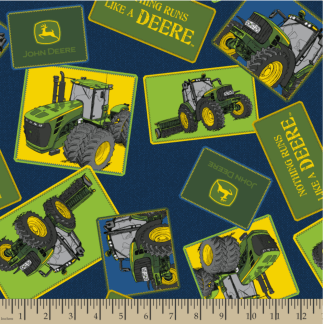 Handmade Placemat Or Table Runner John Deere Tossed Tractors Blue Nothing Runs L