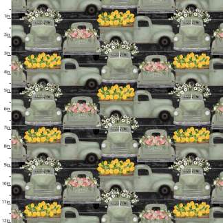 White Cottage Farm Farm Fresh Trucks Cotton Fabric