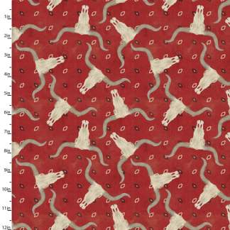 Hold Your Horses Longhorn Bandana Red Cotton Fabric (Amazon)