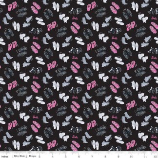 Barbie Girl Shoes Black Cotton Fabric